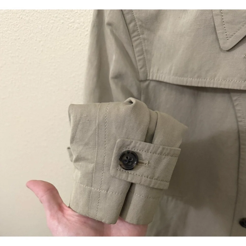 Banana Republic Mens Tan Khaki Trench Coat Button Front Jacket Size Medium